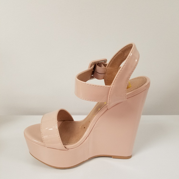 Blush Pink Platform Wedge Sandals 